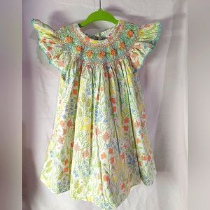 Shrimp & Grits Smocked Kids Dress (size 18m)